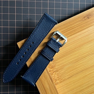 Navy Blue Alran Chevre Leather Watch Strap: Personalized Luxury Watch Band