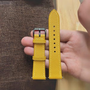 Gold Yellow Epsom Leather Watch Straps, Premium Handmade Leathers Watch Bands - 24mm, 22mm, 21mm, 20mm, 19mm, 18mm, 16mm