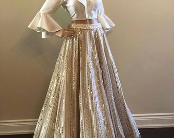 long skirt with crop top party wear