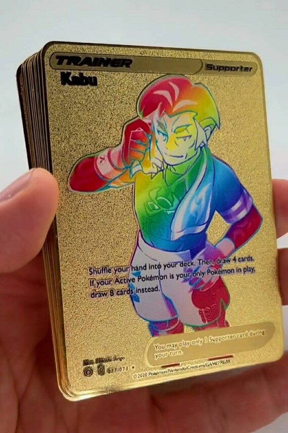 GOLD Rainbow Kabu Trainer Pokemon Card Secret Ultra Rare Etsy
