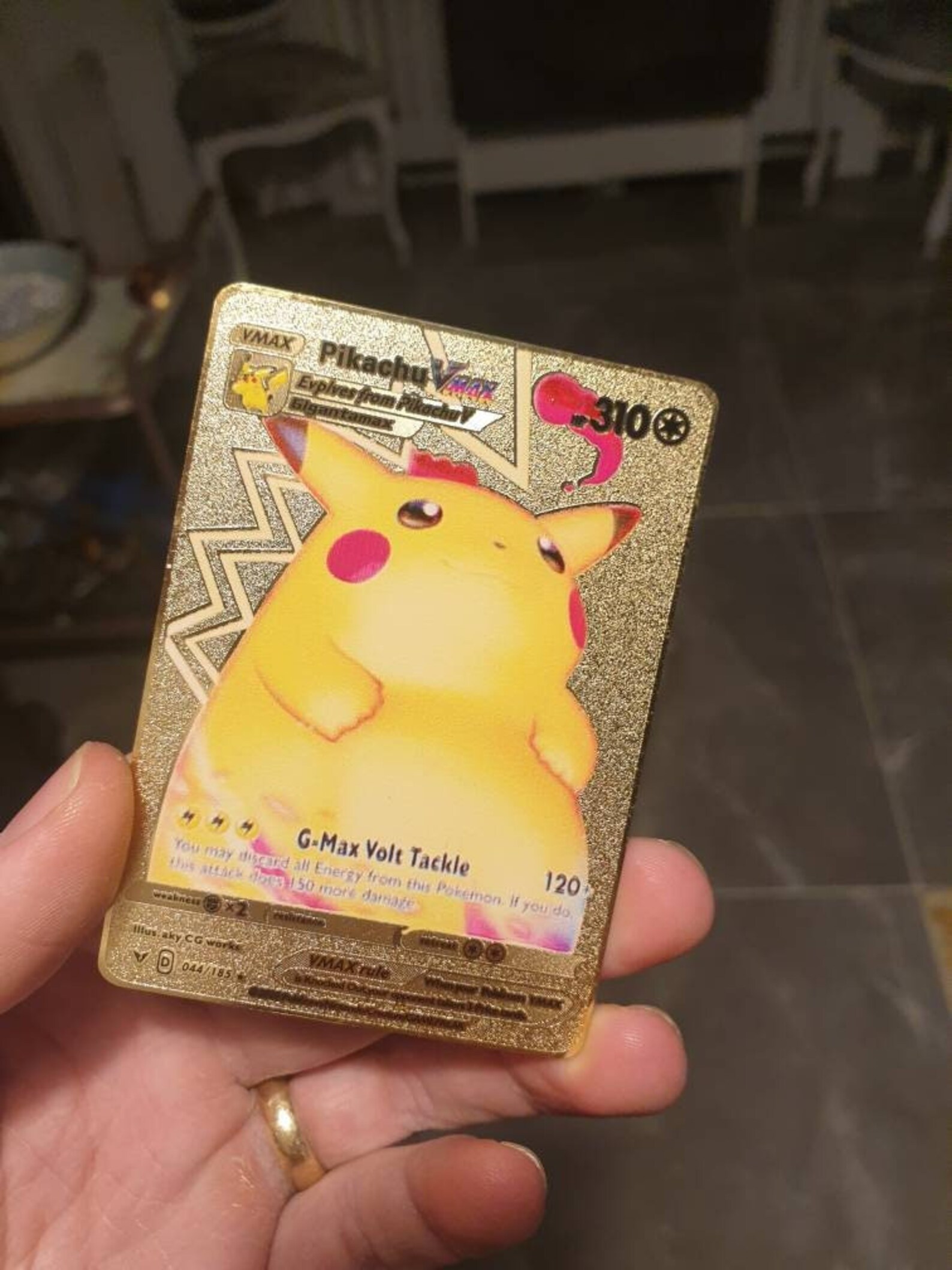 GOLD Pikachu Vmax Pokemon Card 044/185 Hyper Rare V Metal Etsy