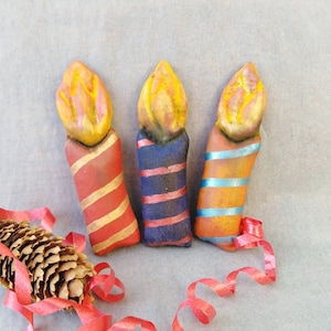 Textile primitive candles with coffee and cinnamon aroma, Primitive Christmas candles, Original Christmas Candle Home Decor