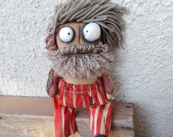 Primitive doll man with a beard, doll man, funny doll with a beard