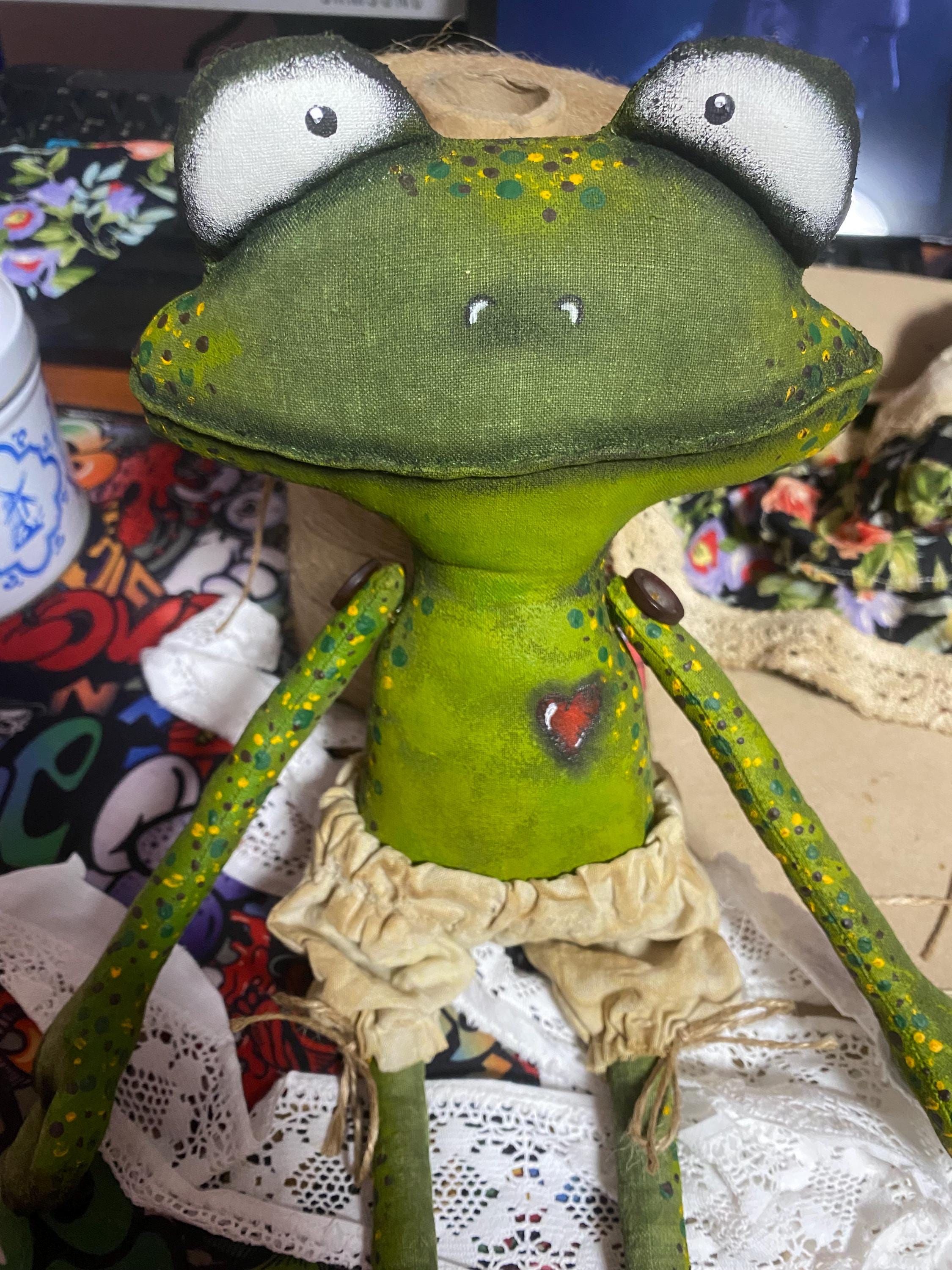 Primitive Frog Doll in a Dress - Etsy