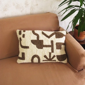 Textured pillow cover Shape pattern accent pillow case Modern lumbar throw pillow Blue decorative pillows eclectic pillow for living room 画像 4