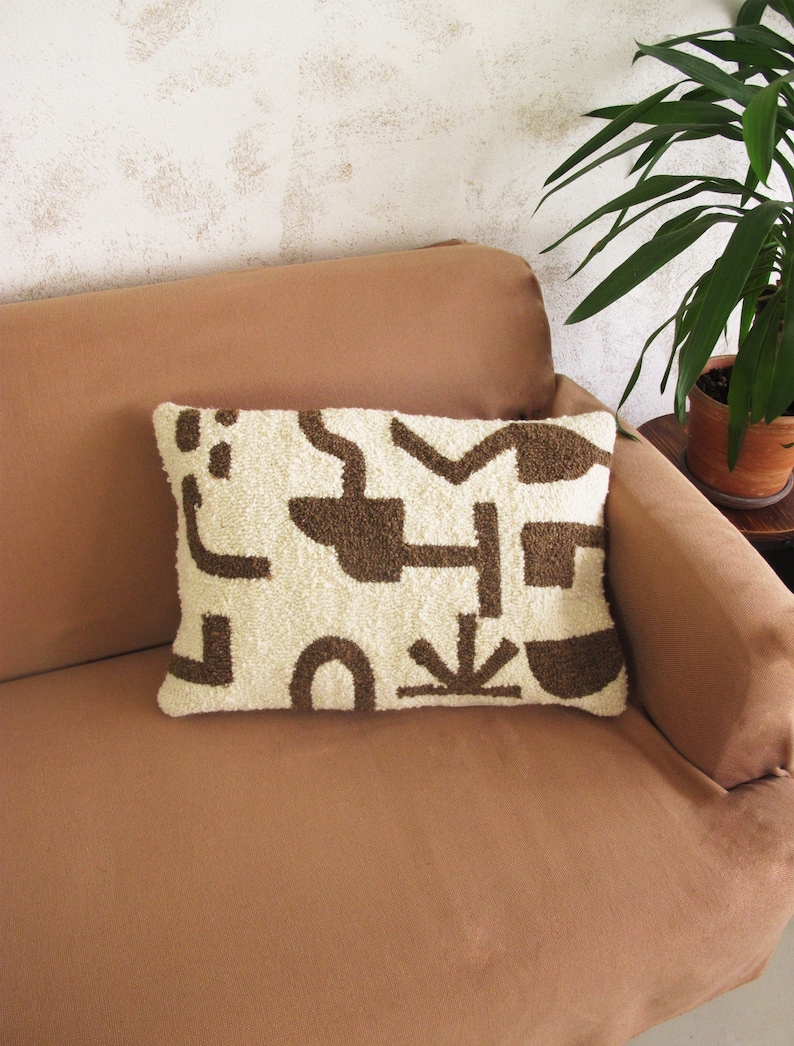 Textured pillow cover Shape pattern accent pillow case Modern lumbar throw pillow Blue decorative pillows eclectic pillow for living room image 4