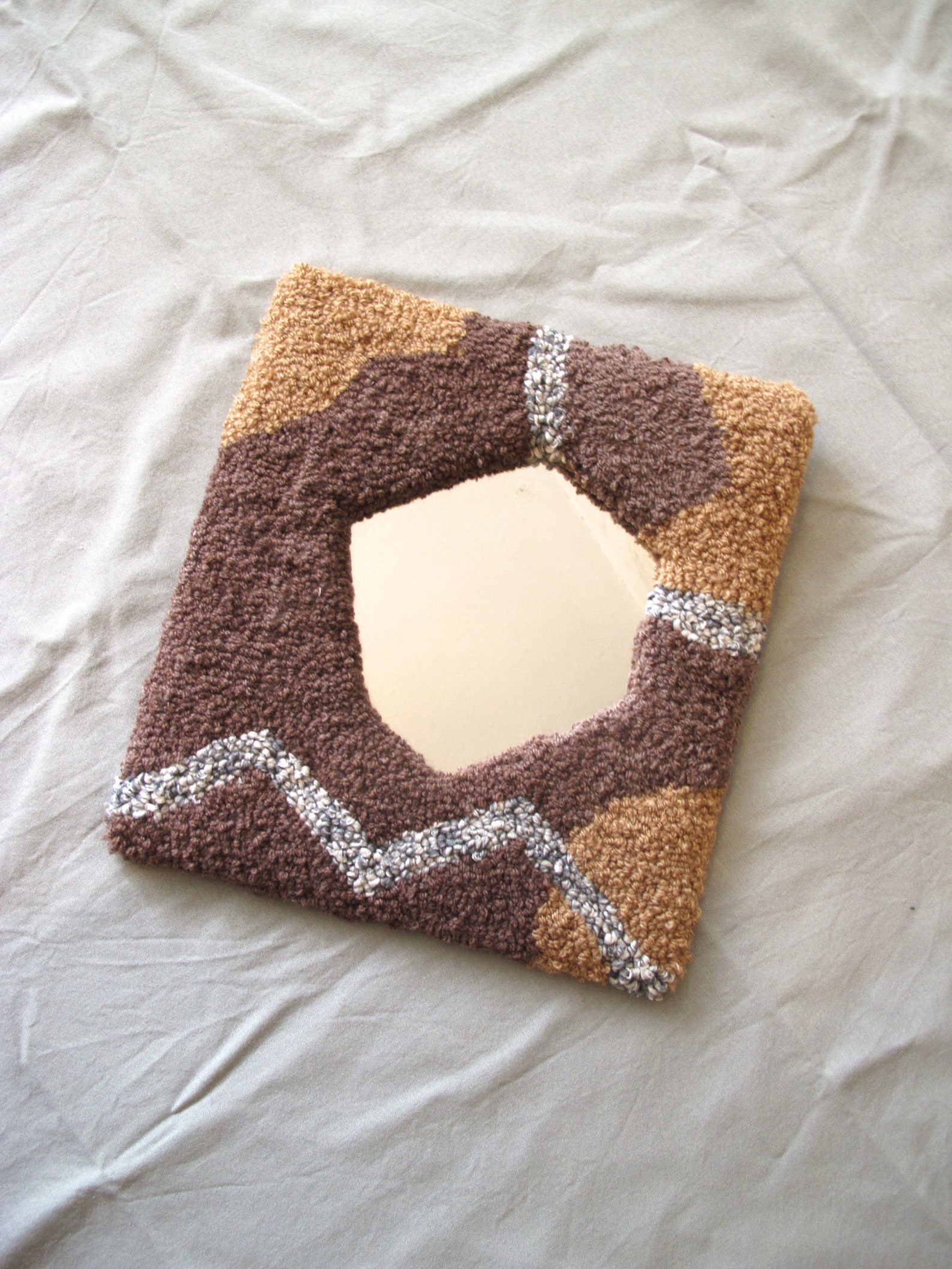 Handmade tuting rug mirror tufted mirror small wall mirror Etsy