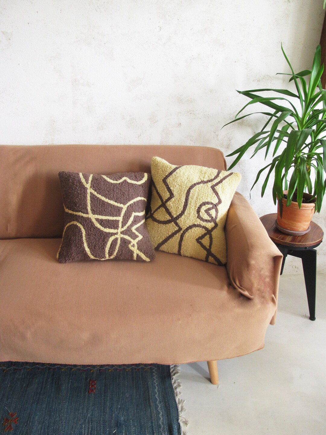 Line Art Textured Throw Pillow Cover Geometric Accent Pillow Etsy