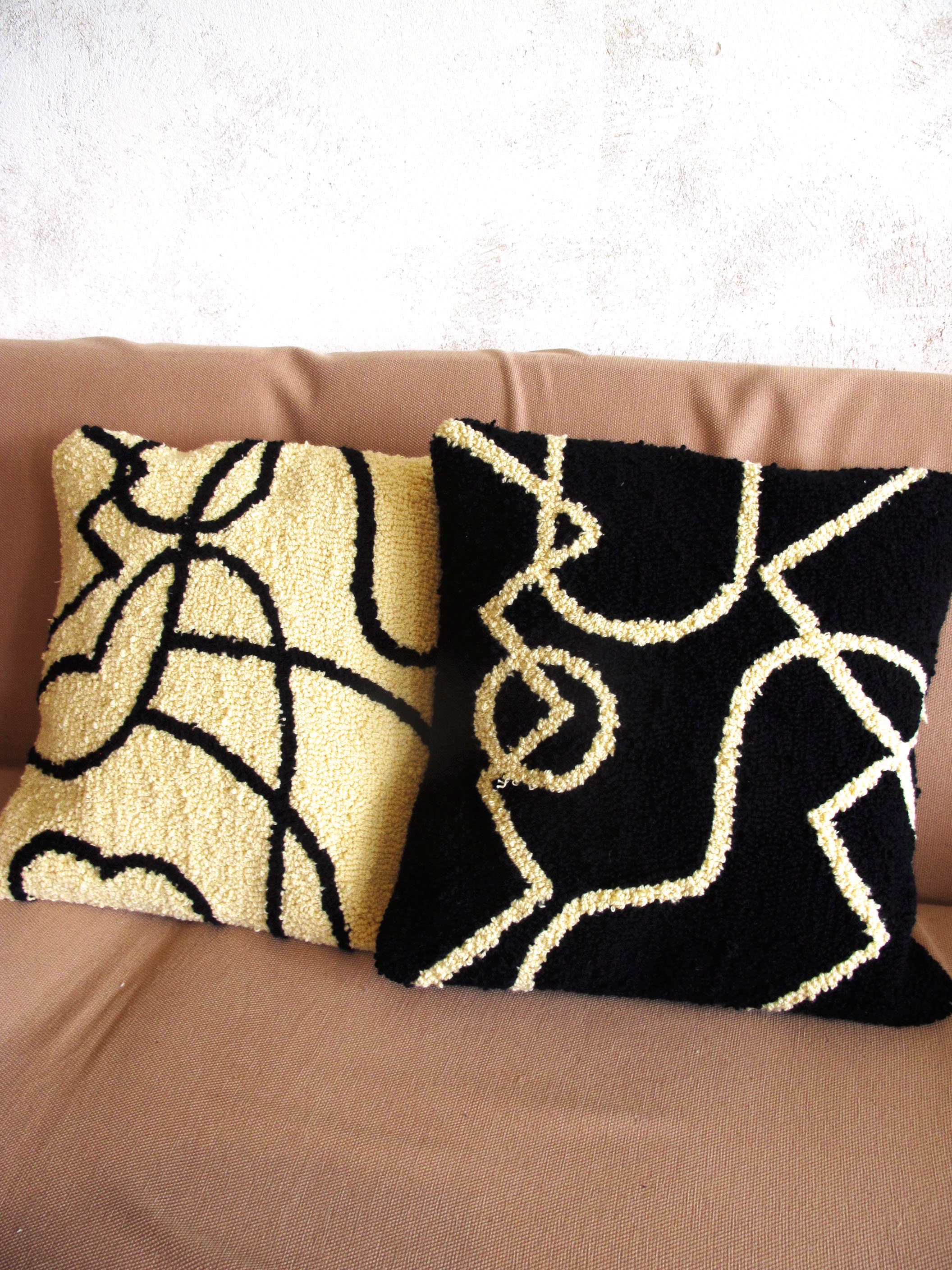 Taie d'oreiller Faite à La Main 45 X 45cm | 18 18 Pouces, Design Géométrique Abstrait, Décor Scandin