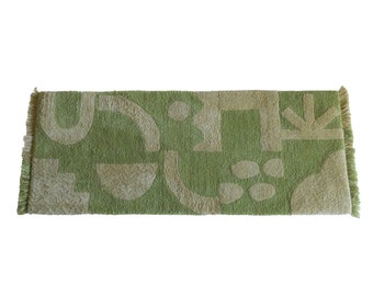 70x180cm Tapis modernes pour chevet, tapis tufté, tapis de coureur vert mousse, tapis contemporains, tapis de coureur, tapis long, intérieur vert thé matcha