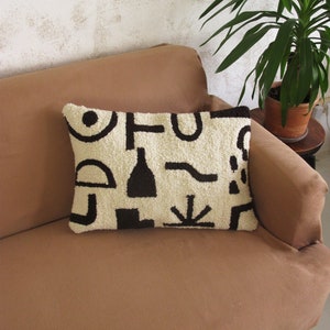 Textured pillow cover Shape pattern accent pillow case Modern lumbar throw pillow Blue decorative pillows eclectic pillow for living room 画像 3