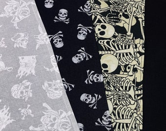 Organic fabric handkerchiefs skulls skeletons pirates * Handmade Berlin