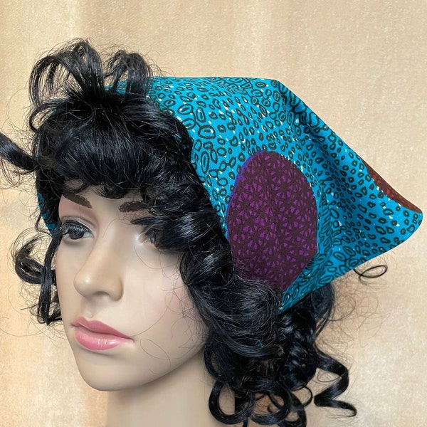 Bandana turquoise à gros pois en coton wax africain * Fait main à Berlin