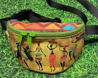 Hip bag *African style* with or without carabiner for keys * Belt bag Crossbody bag Waistbag Bum bag Sling bag * Handmade Berlin