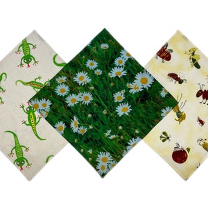 Organic fabric handkerchiefs * funny crawling animals * Handmade Berlin