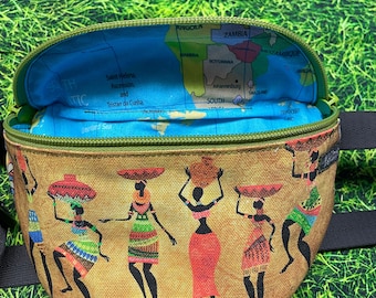 Hip bag *African style* with or without carabiner for keys * Belt bag Crossbody bag Waist bag Bum bag Sling bag * Handmade Berlin