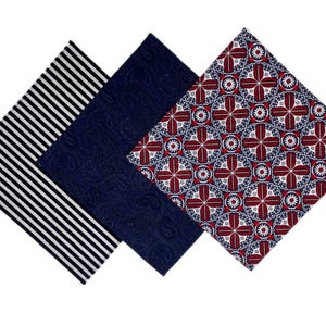 Organic Fabric Handkerchiefs Set of 3 Men * Maritime & Paisley * Handmade Berlin