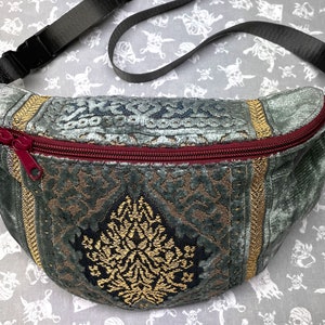 TBOLINE Ethnic Style Waist Fanny Pack Canvas Tassel Crossbody Chest Belt  Bag (Blue)