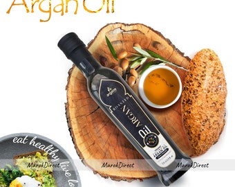 Organic Culinary Argan Oil for Dipping Drizzling Cooking - Moroccan Argan Oil for Eating - Edible Argan Oil USDA Certified 250ml 8.5 fl oz