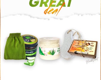Moroccan Hammam Spa Kit – Aloe Vera Soap, Kessa Glove, Pumice Stone