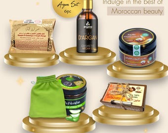 Argan Oil Moroccan Hammam Set – Face Cream, Red Clay Mask & Beldi Soap