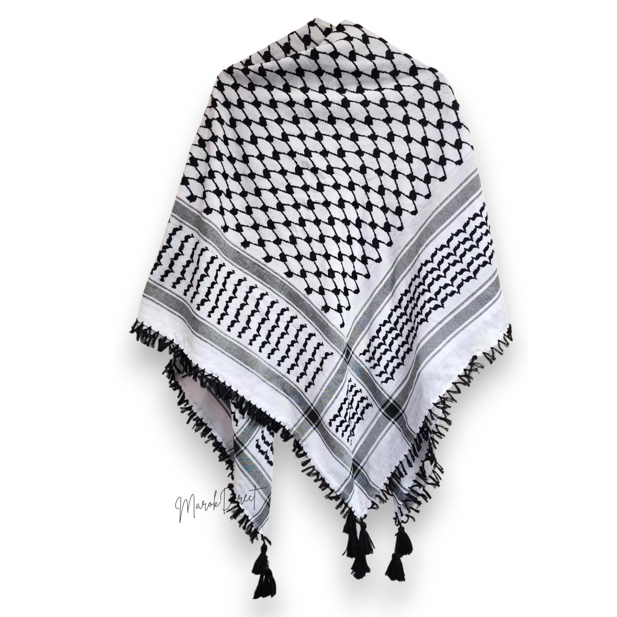 パレスチナ刺繍のクーフィーヤ、パレスチナのシェマグクーフィーヤ、黒