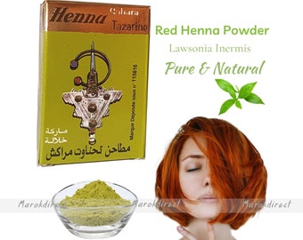 Organic Henna Powder - Natural Hair Colour Dye - Moroccan Henna Red Tone - Chemical Free - Herbal Henna Hair Dye - Henne Hair Color 100g