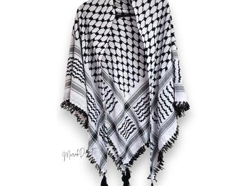 パレスチナ刺繍のクーフィーヤ、パレスチナのシェマグクーフィーヤ、黒