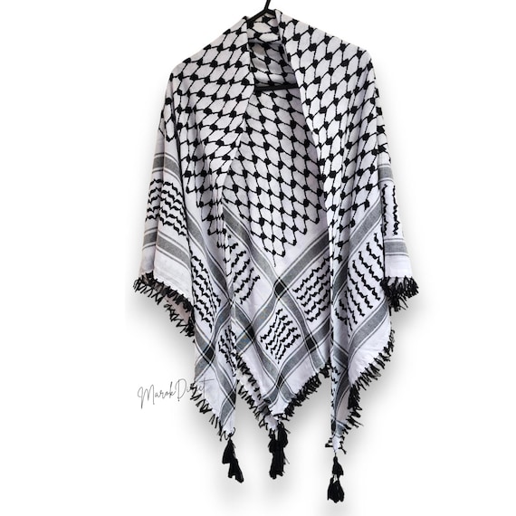 パレスチナ刺繍のクーフィーヤ、パレスチナのシェマグクーフィーヤ、黒