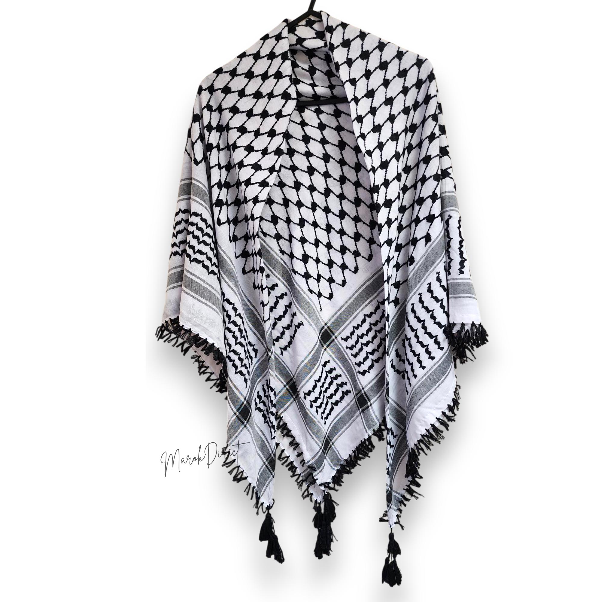 パレスチナ刺繍のクーフィーヤ、パレスチナのシェマグクーフィーヤ、黒