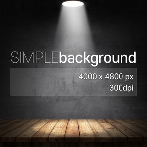 Wood stage spotlighted on dark concrete background.