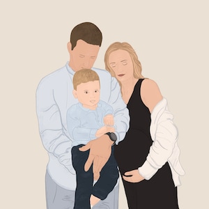 Custom Family Portrait Illustration, Digital Illustration, Family ...