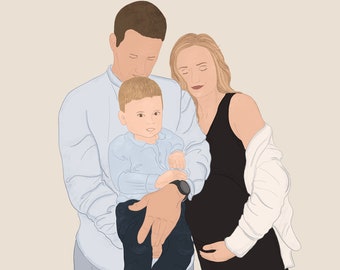 Custom Family Portrait Illustration, Digital Illustration, Family Illustration From Photo, Personalized Family Gifts, Printable Portraits