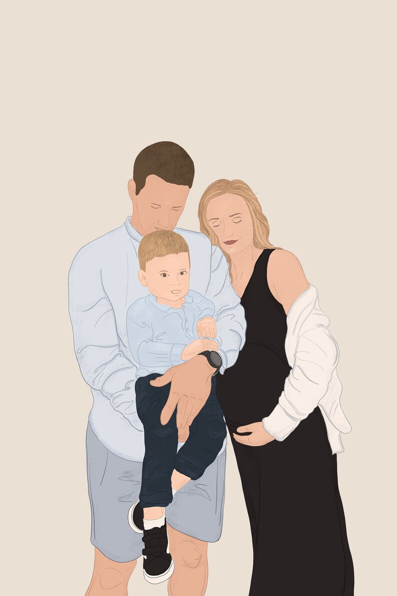 Custom Family Portrait Illustration, Digital Illustration, Family ...