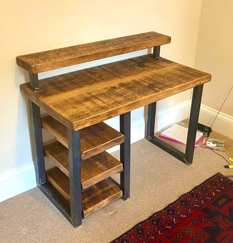 Handmade Office Desk with Integrated Storage Shelving Etsy