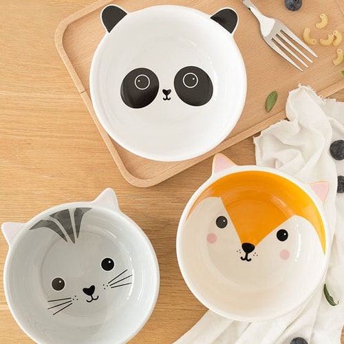 Cute Fox Animal Ceramic Bowlcute Cat Ceramic Bowlcute Panda Etsy