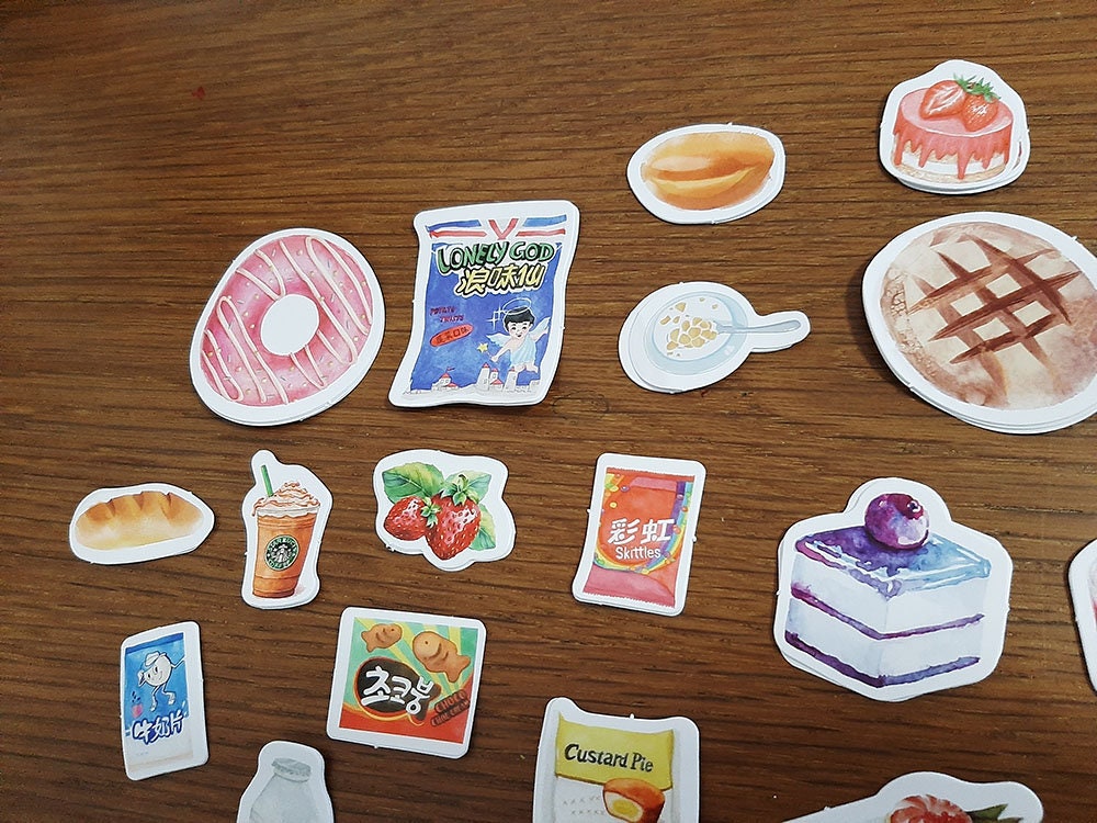 cute food stickers scrapbooking sticker pack 50 etsy