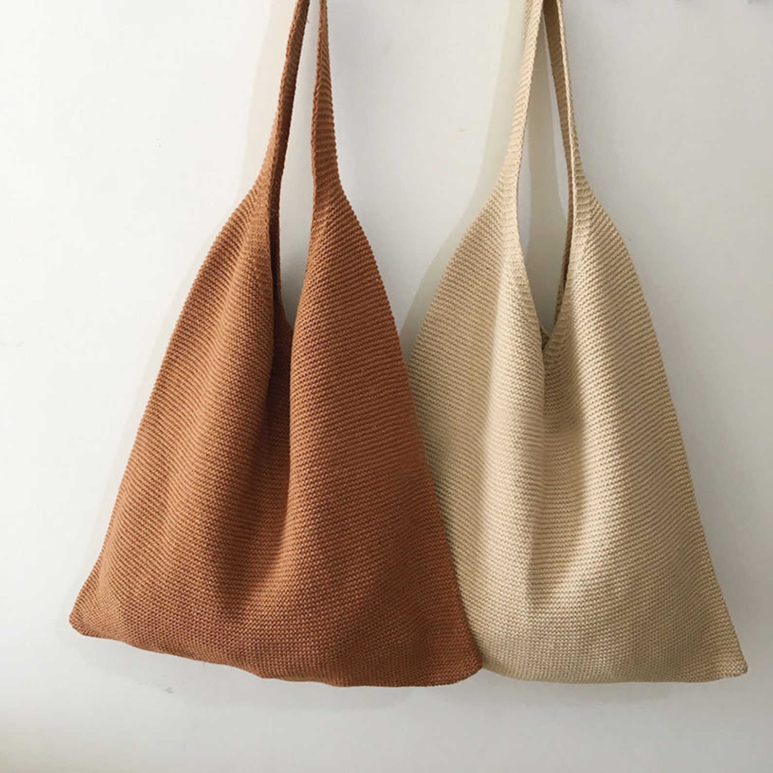Knitted Shoulder Bagknitted Tote Bagwoven Bagsknitted Etsy