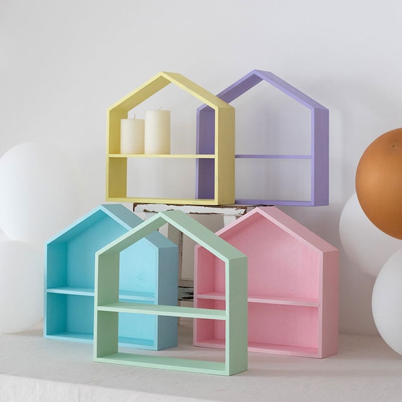 House Shaped Shelfwooden House Shelf Kids Shelfhouse Shadow Etsy