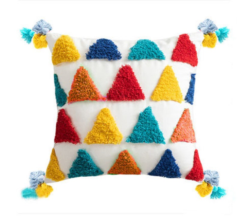 Boho Pillowsboho Rainbow Tufted Pillows With Tasselsboho Etsy