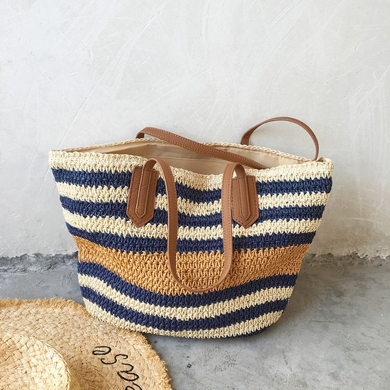 Straw Woven Bags-straw Beach Bags-straw Leisure Bags-shoulder | Etsy