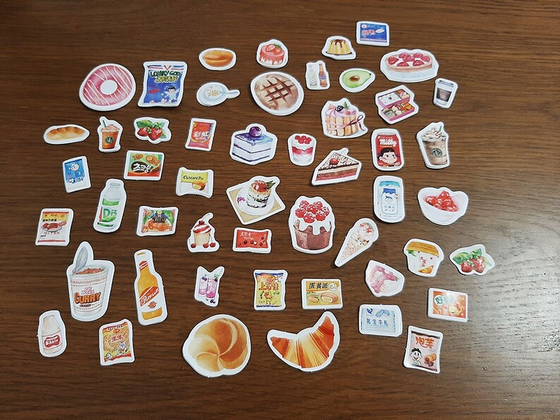 Cute food stickersscrapbooking sticker pack 50 Etsy