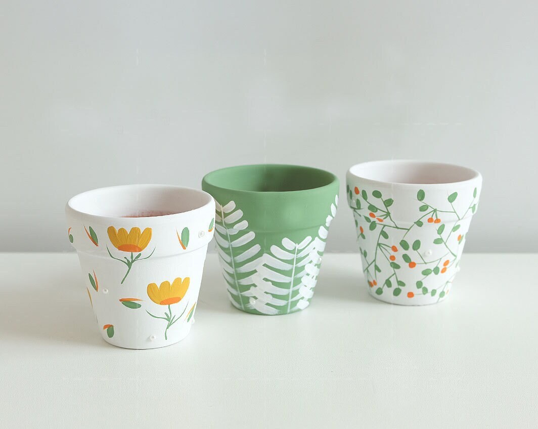 Hand Painted Planters-planters for Home Gardening-planter Pot - Etsy