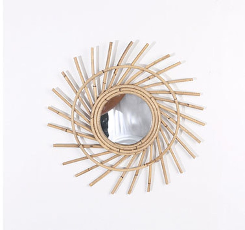 Rattan Mirrorwall Hanging Rattan Mirrorframed Wall Etsy