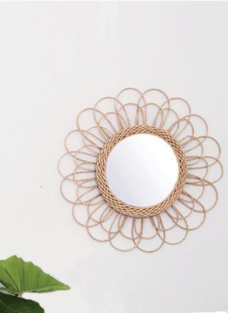 Rattan Mirrorwall Hanging Rattan Mirrorframed Wall Etsy