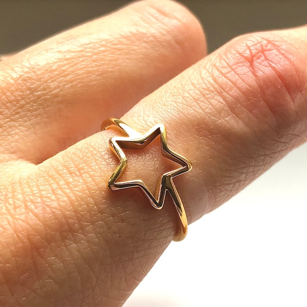 Dainty Star Ring, Gold Star Ring stainless steel, open star ring, minimal ring, gift for women, gold stackable ring, small star ring gold