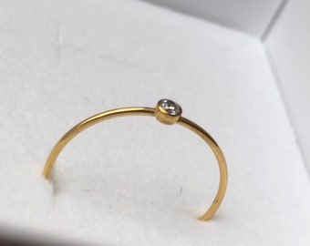 Solitaire ring, dainty zirconia ring, stainless steel gold ring, fine ring, handmade jewelry, jewelry gift, gift for her, women gift