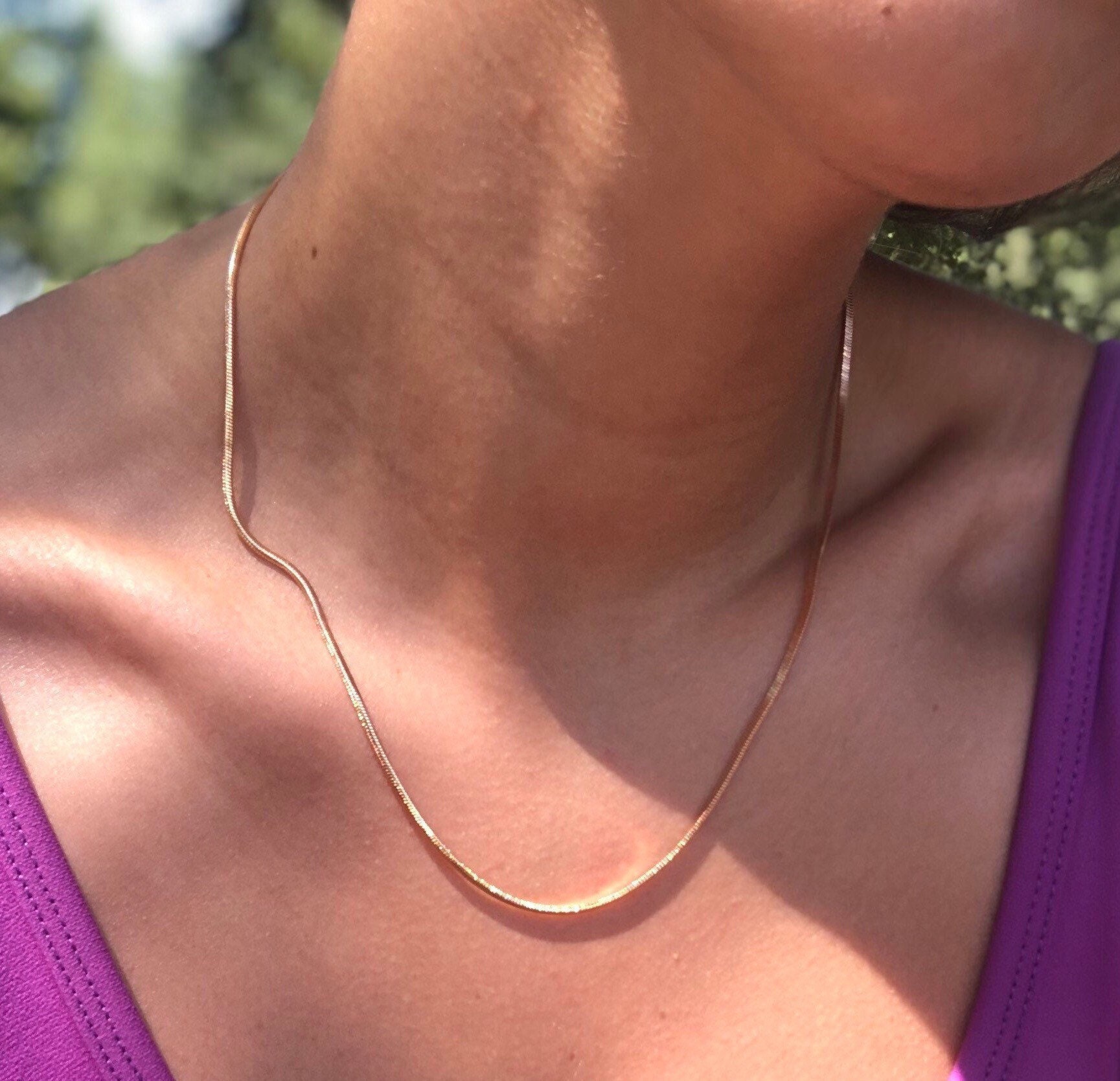 Flat Snake Chain, Skinny Gold Chain, Minimalist Necklace, Thick