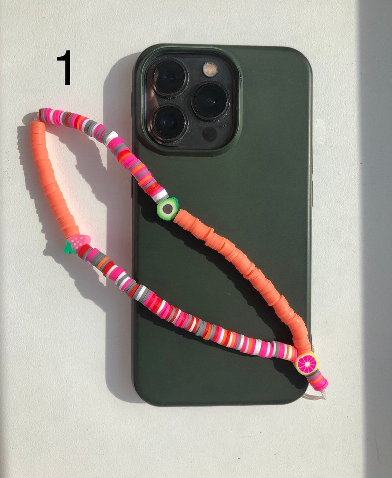 Fimo handy chain colorful handy charm for phone, beach accessoire for phone carrier handmade jewerly Fimo beads chain 1