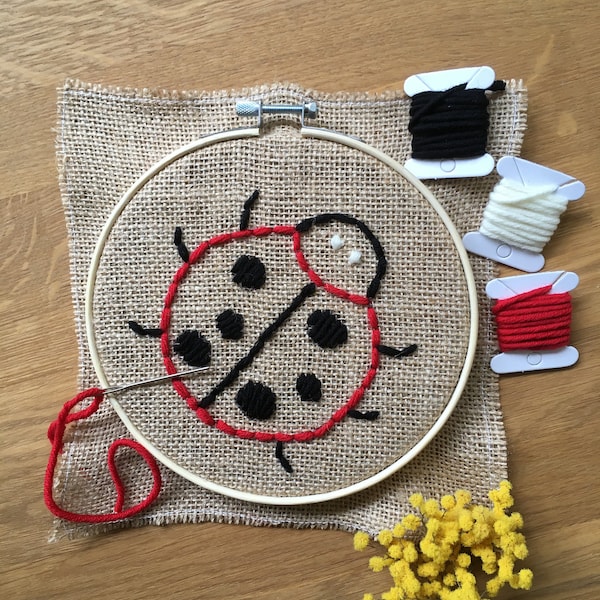 Set de broderie LADYBIRD pour que les enfants commencent immédiatement / bricolage / artisanat / maternelle / école / compétence / Montessori